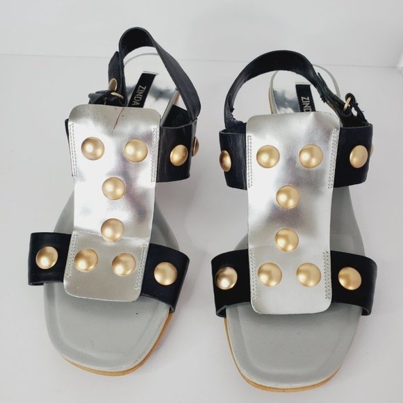 ZINDA SPAIN Metallic Chunky Y2K Studded Heeled Sandals - Picture 3 of 10
